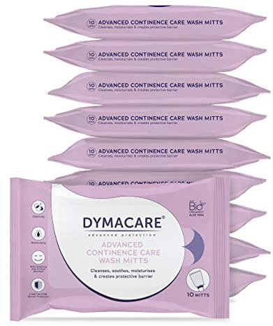 DYMACARE guanti lavaggio incontinenza per la pulizia della pelle| guanti per incontinenza Premium senza profumo |crema barriera |per adulti