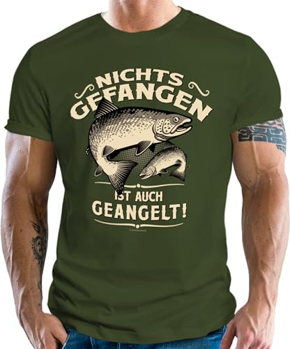 Geschenk T-Shirt für Angler: Nichts gefangen ist auch geangelt 2XL Nr.6463