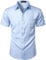 PARKLEES Mens Casual Urban Stylish Slim Fit Short Sleeve Button Up Dress Shirt with Pocket ZLSC15 Sky Blue XXL