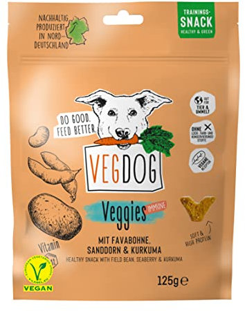 VEGDOG VEGGIES immune Hunde Snacks, vegane Leckerlis, getreidefreie hypoallergene Hundekekse. 10x 125 gr, Belohnung für Allergiker