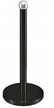 Optimal Products Stainless Steel 6 Cup Mug Tree Stand and Kitchen Towel Paper Roll Pole Holder Free Standing Bath Rack (Black, Paper Towel Holder)