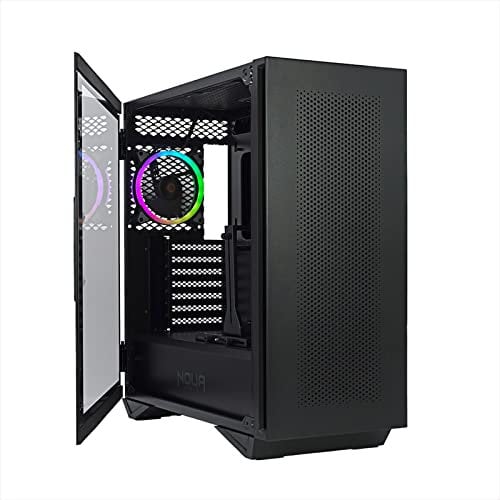 Noua Iron V6 Nero Case PC Gaming ARGB Mid-Tower ATX - Ventola Led ARGB 120 mm - Supporta Radiatori da 360 mm - Pannello Frontale Mesh e Pannello Laterale in Vetro Temperato Chiusura Magnetica