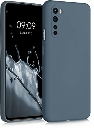 kwmobile Hülle kompatibel mit OnePlus Nord Hülle - gummierte TPU Silikon Handyhülle - Schutzhülle für kabelloses Laden - Case in Dunkler Schiefer