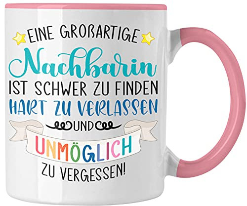 Trendation - Abschiedsgeschenk Abschied Beste Nachbarin Tasse Geschenk Geburtstag Freundin Lieblings Nachbarin Geschenkidee Weltliebste Nachbarin (Rosa)
