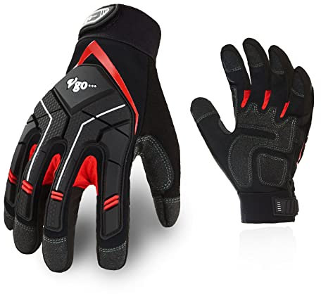 Vgo... Safety Work Gloves Touchscreen, Anti Impact Heavy Duty Gloves Antivibration for Warehouse Trucker Carpenters Fitter Moto, 1 pair