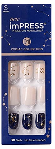 Kiss ImPress Ongle courte de forme carrée à clipser IM13Y9 Verseau Zodiac Édition limitée