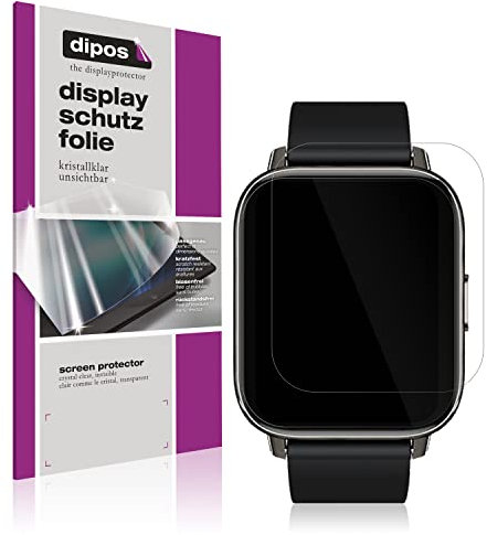 dipos I 2X Schutzfolie klar kompatibel mit Rinsmola 1,69 Zoll Smartwatch Folie Displayschutzfolie (bewusst Kleiner als das Glas, da Dieses gewölbt ist)