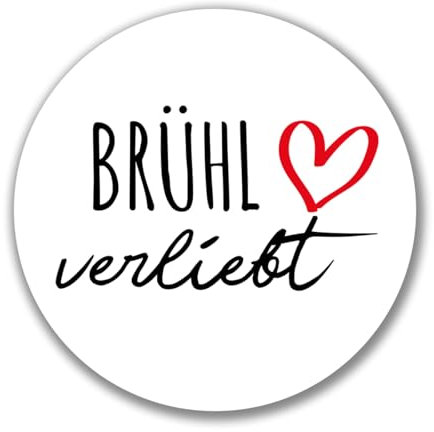 huuraa Aufkleber Brühl verliebt Sticker 10cm mit Namen deiner lieblings Stadt Geschenk Idee für Freunde und Familie