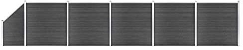 Chenshu Ensemble de Panneau de Clôture Barrière de Jardin Mur de Clôture Bordure de Balcon Terrasse Extérieur Ensemble de Panneau de clôture WPC 965x(105-186) cm Noir