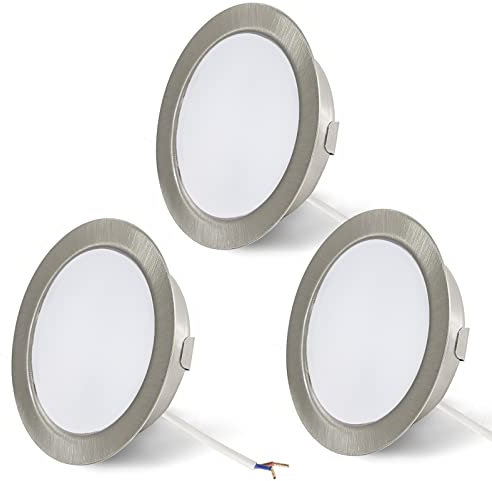 URing 3er Set LED Einbaustrahler 12V Dimmbar 3,5W 4000K Neutralweiß, einbaustrahler flach 12V 300LM Bohrloch 55-58mm und 15mm Flache,Möbeleinbauleuchte LED Einbauspots für Wohnmobil Wohnwagen Boot