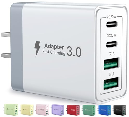 Aioneus USB C Charger Block, 40W Fast Charging Block Type C Charging Block 4-Port Dual Port PD+QC Wall Charger Head Cube for iPhone 17 16 15 14 13 12 11 Pro Max XS, iPad, Samsung Phone, Tablet