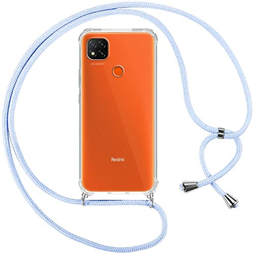 Pnakqil Funda para Xiaomi Redmi 9C /Redmi 9C NFC con Cuerda, Carcasa Transparente Silicona Colgar Collar Correa de Cuello Cadena Cordón para Redmi 9C 6.53 Fundas, Púrpura