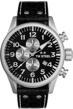 TW Steel Herren Chronograph Volante 2022 in der Farbe Schwarz mit Textilarmband, Gehäusedurchmesser: 48 mm, VS110