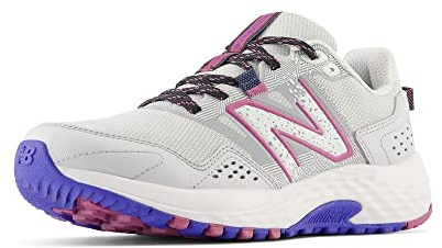 New Balance Women's 410 V8 Trail Running Shoe, Grey Matter/Marine Blue/Scorpio, 8