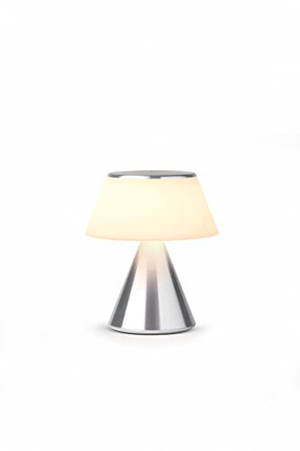 Lexon LUMA M LED-Schreibtischlampe, kabellose Tischlampe mit Dimmfunktion und Multi-Lampen-Synchronisation, 9 Lichtfarben für Büro, Schlafzimmer und Nachttisch, poliertes Aluminium