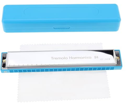 OriGlam 24 Löcher Blues Mundharmonika Key of C, Tremolo Mundharmonika Mundorgan Harfe Harmoc mit Etui für Anfänger Erwachsene Studenten
