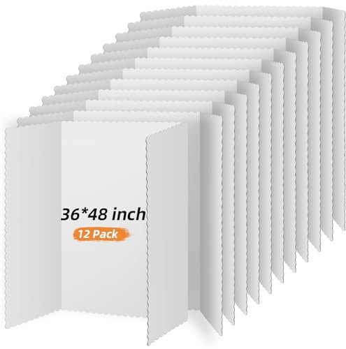 Henoyso 12 Stück gefaltete Präsentationstafel, dreifach gefaltet, weiß, 91.4x121.9 cm, Karton, faltbar, Pappe für Projekt