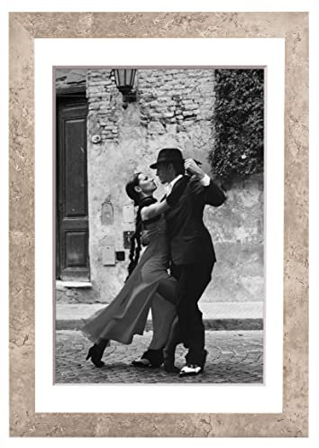 Stallmann Design Bilderrahmen mit Passepartout 50x70 cm (Bild 40x60) | Farbe: Beton | 30 mm starke Rahmenleiste