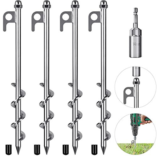 Lifeswell 30,5 cm Bodenanker, 4 Stück robuste Zeltheringe, wiederverwendbar, für Campingzelte, Trampoline, Schuppen, Schaukelsets, Sicherung von Tieren