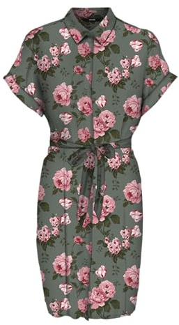 VERO MODA Damen Vmeasy Joy S/S Shirt Dress WVN Ga Kleid, Laurel Wreath/AOP:cami, M