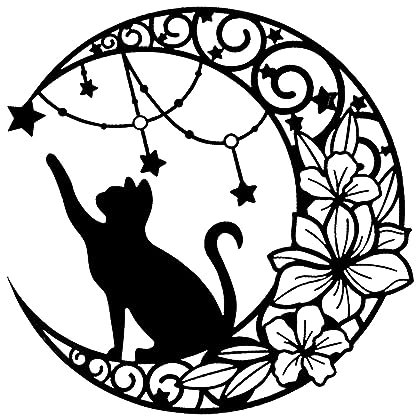 MagiDeal Décoration murale de chat en métal, décoration de chat à suspendre au mur, ornement de silhouette de chat pour couloir de balcon intérieur