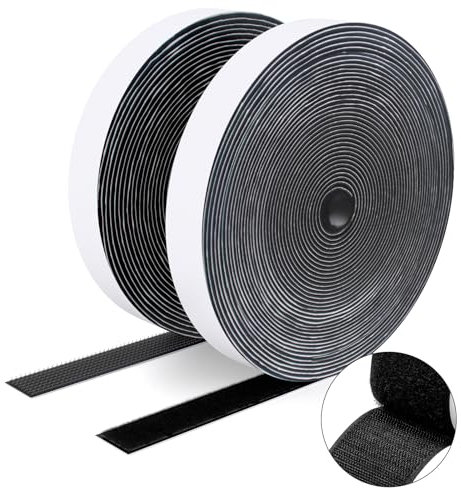 SUTOUG Nastro autoadesivo extra forte - 20 mm× 8 m Nastro autoadesivo a strappo e gancio Nastro biadesivo per interni ed esterni - biadesivo - Nero
