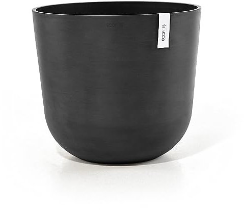 Ecopots Blumentopf Oslo Dunkel Grau - mit Wasserversorgung - Durchmesser Ø 45 cm rund groß - Pflanzentopf aus Recycling Kunststoff - Übertopf modern für Indoor und Outdoor
