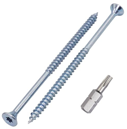 SKIR'CO (60 pezzi) Viti per Legno in Acciaio Zincato 5,0 x 100 mm, Viti a Testa Svasata Torx, Viti per Truciolare, Parzialmente Filettate