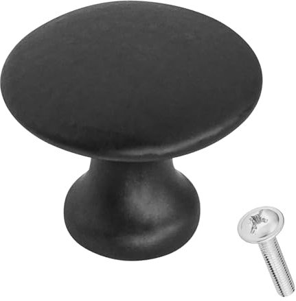 Decoranddecor Calico Kitchen Cabinet Knobs 32mm Diameter Minimal Round Design Matt Black