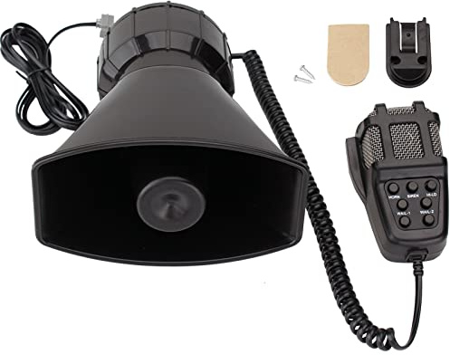FARBIN Sirène de Voiture Avec 7 Sons Police Sirène Avec PA Micro 12V 100W | PA amplificateur de son d'urgence de klaxon, sirène haut-parleur, klaxon voiture