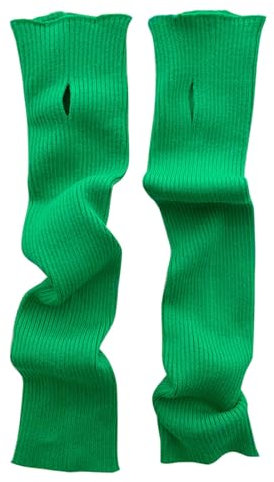 Black Velvet Gloves Long Knitted Wool Gloves Autumn Winter Open Screen Warm Solid Color Gloves Long Sleeve Half Gloves Women Gloves (Green, One Size), green, One size