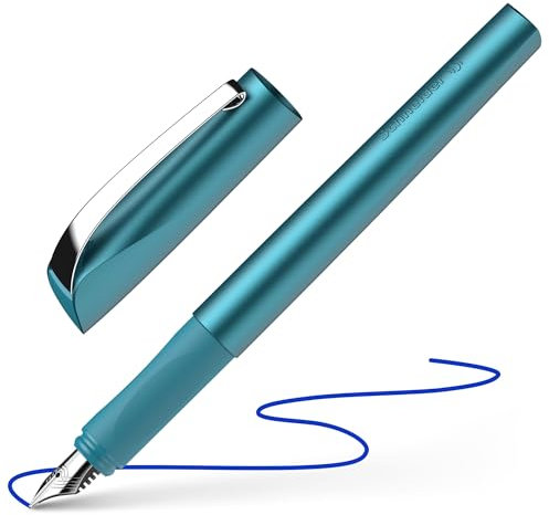 Schneider 168657 Ceod Shiny Füller (Rechts- und Linkshänder, M-Feder, inkl. Tintenpatrone königsblau) teal