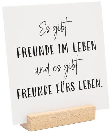 younikat Schild Statement - Freunde fürs Leben - Geschenk-Idee für Freunde I 15 cm auf Holzsockel I dv1348