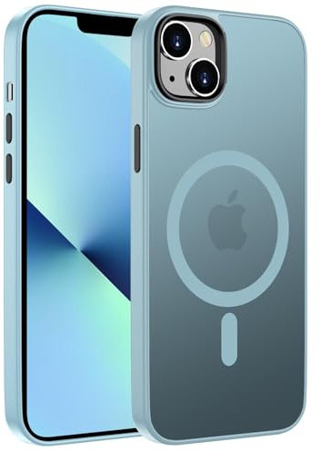 ORDA für iPhone 13 Hülle 6.1 Zoll Kompatibel mit MagSafe,Magnetisch Handyhülle für iPhone 13 Case Durchscheinende Matt Rückseite Dünn Stoßfest Schutzhülle hellblau