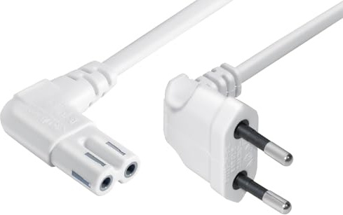 MaxTrack Platzsparendes Strom Anschlusskabel - N8-10WL, Winkel-Eurostecker auf Winkel Doppelnutkupplung, für Spielekonsolen wie PS5 und Xbox, Stromkabel für Fernseher