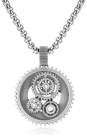GleaMora Vintage Ins Stil Halskette Zahnrad Anhänger Halskette Männer hohl Hip Hop Halskette Weihnachten Urlaub Freizeit Jubiläum Schmuck