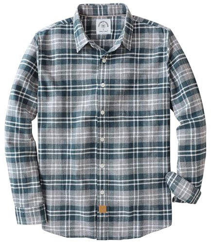 Dubinik® Chemise en flanelle pour homme 100 % coton, chemise à carreaux en flanelle à manches longues, douce, décontractée, à boutons, Taille XL