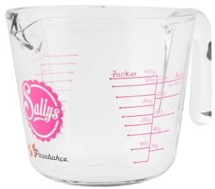 Messbecher aus Bolosilikatglas in Milliliter und Gramm, Kälte- und Hitzebeständig (mikrowellengeeignet), mit rutschfestem und ergonomischem Griff (500 ml) Transparent
