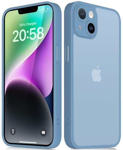 Mootobo for iPhone 14 Plus Case with Camera Lens Full Cover Protection, 10FT Military Grade Drop Protection Phone Case with Anti-Fingerprint Matte Back 6.7 inch - Blue
