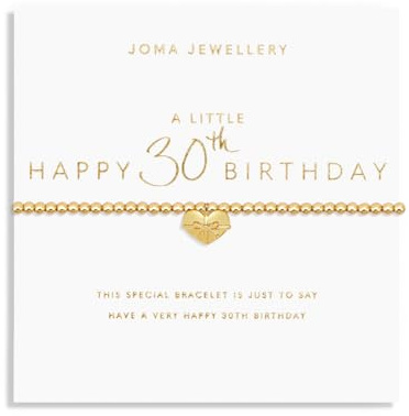 Joma Jewellery Stretch-Armband mit Aufschrift A Little Happy 30th Birthday, Vergoldet, 17,5 cm