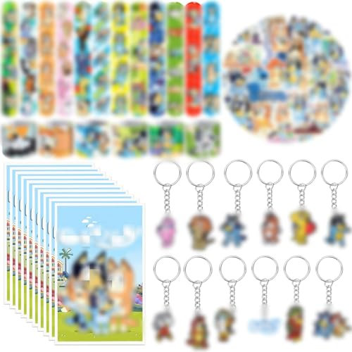 Pianocean 84PCS Kindergeburtstag Gastgeschenke mit Slap Armband, Schlüsselanhänger, Aufkleber und Geschenktüte, Nützliche Mitgebsel Kindergeburtstag, Kinder Party Kleine Geschenke Give Aways Jungen