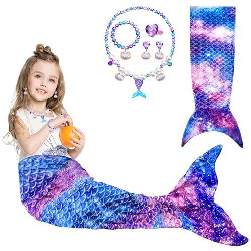 Meerjungfrau Decke, Meerjungfrauen Schwanz Decke, Meerjungfrauen Decke Mädchen, Tragbare Decke Geschenk Zum Geburtstag Weicher Flanell Meerjungfrauen Wird mit einem Halskettenset geliefert 130-170cm
