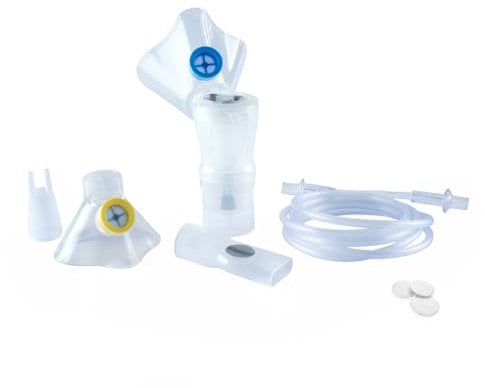 Chicco Easy Breath Kit per Aerosol, Set composto da una mascherina pediatrica e una per adulti, Ampolla Breath Enhanced, un tubo dell'aria, Boccaglio, Forcella nasale, Filtri di ricambio, 0m+