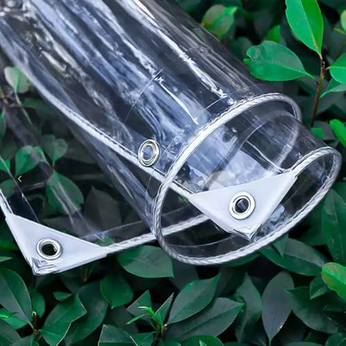 FENGSHOUU Bâche Transparente Extérieur avec Oeillets,365g/m² Bâche en Plastique PVC,Auvent Pliable Indéchirable et Coupe-Vent,pour Camping Balcon Jardin Plantes Serre Toit (2.4m x 1.1m)