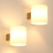 Tealight 2 Stuck Wandleuchte Innen Holz, Vintage Wandlampe Treppenhaus E27, Lampenschirm aus Glas Wandbeleuchtung für Treppe Wohnzimmer Schlafzimmer Flur
