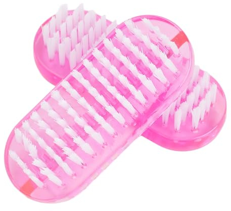 Larcele 2Pcs Plastic Hand Nail Cleaning Brush for Daily Nail Clean, Kitchen, Garden MJS-01 (Pink)