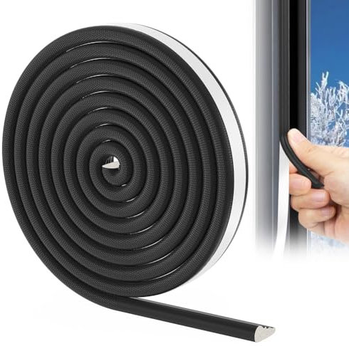 vsshe Joint Fenetre Isolation, 3m Joint Fenêtre et Porte de Mousse Adhésive, Bande Caoutchouc Antichoc, Boudin PVC Cadre Porte,Isolation du bruit et Froid, pour Joint porte entree, Fenetre (Noir)