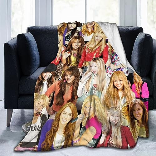 Foursssve Decke Hannah Montana, weiche und bequeme Woll-Fleece-Überwurfdecke für Sofa, Büro, Auto, Camping, Yoga, Reisen, Heimdekoration, gemütliche Plüsch-Stranddecke, Geschenk