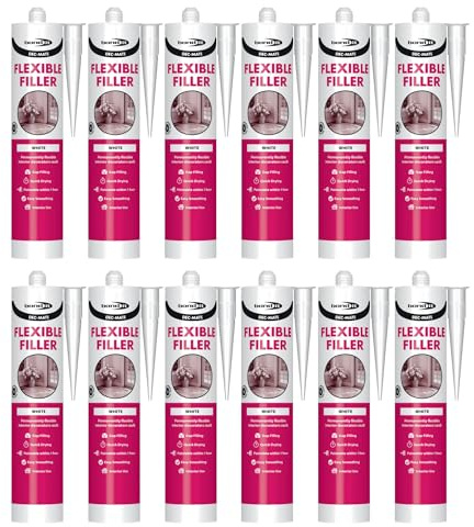 Bond It DEC-MATE Flexible Decorators Caulk – 12x White, 285ml EU3 | Quick-Drying Interior Gap Filler for Cracks & Joints – Over-Paintable Within 1 Hour | Easy Smoothing Flexible Filler Sealant