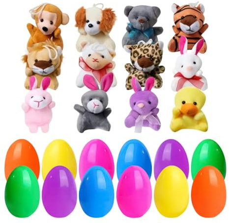 12× Gefüllte Ostereier Spielzeug Mit Plüschtieren, 7.8cm Gefüllte Ostereier Spielzeug, Gefüllter Korb Plüschtiere Stuffer, Osterspielzeug Für Kind, Kleinkinds, Jungens, Mädchen, Osterdekorationen